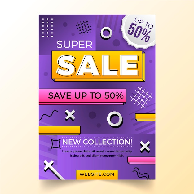 Vector gradient abstract sales poster with discount