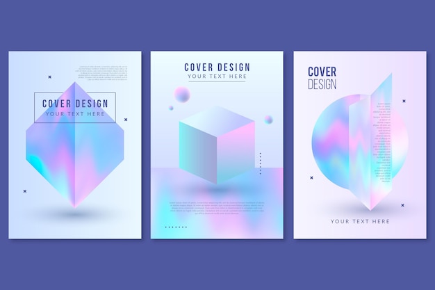 Vector gradient abstract shapes cover collection