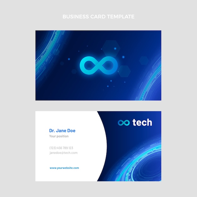 Vector gradient abstract technology horizontal business card