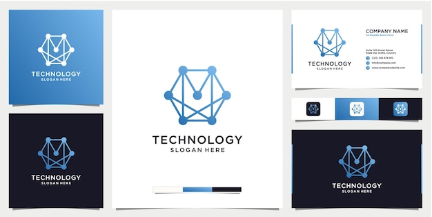 名刺とグラデーションの抽象的な技術のロゴ