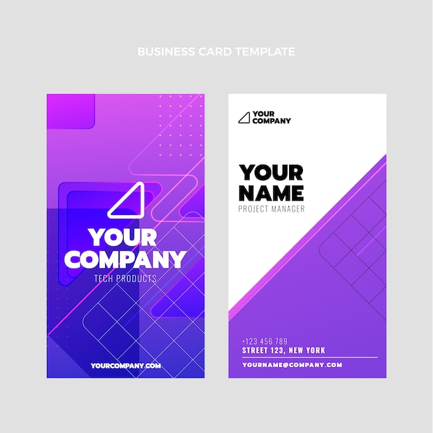 Gradient abstract technology vertical business card