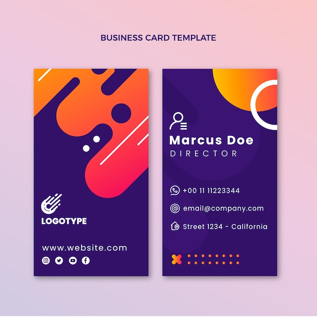 Gradient abstract technology vertical business card