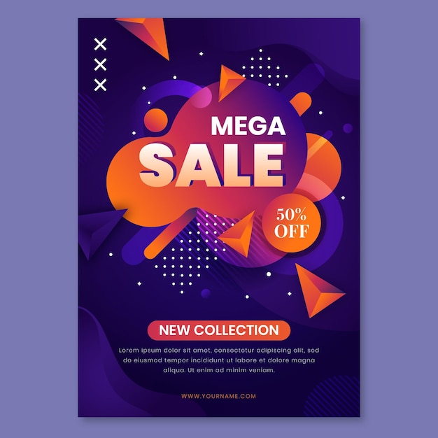 Vector gradient abstract vertical sale poster template