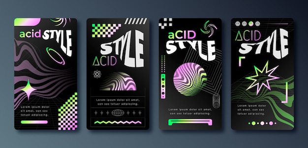 Vector gradient acid style instagram stories