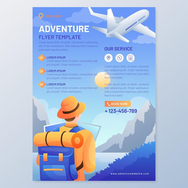 Vector gradient adventure vertical flyer template