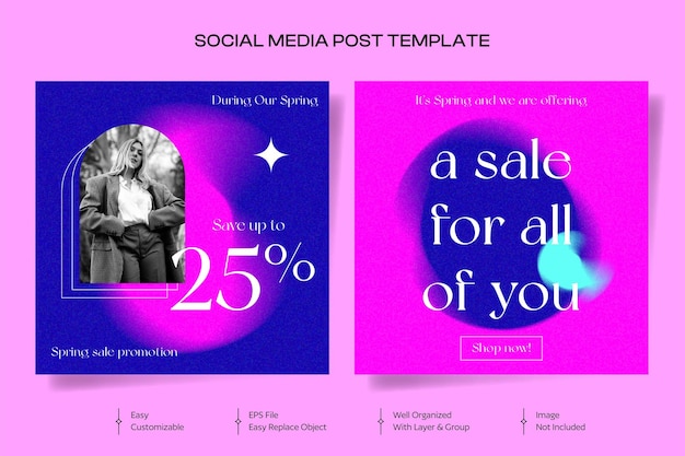 Vector gradient aesthetic fashion sale instagram post template