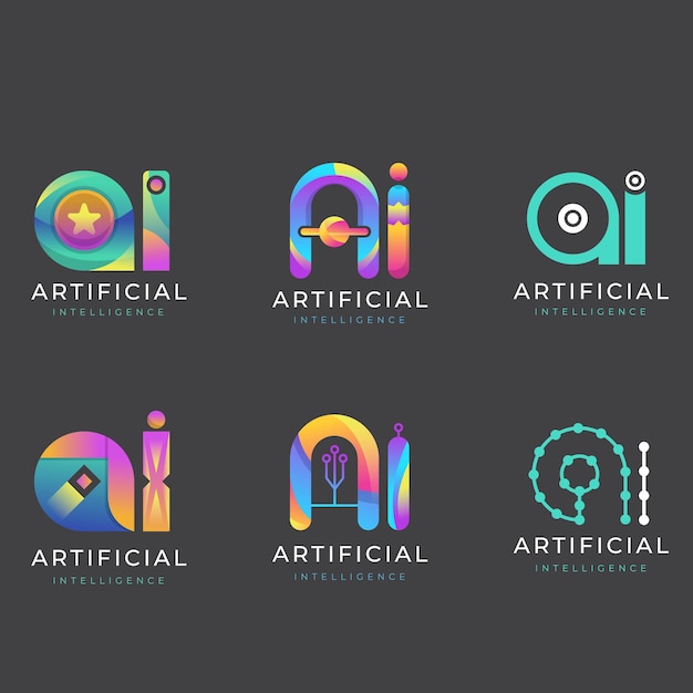 Gradient ai logo template collection