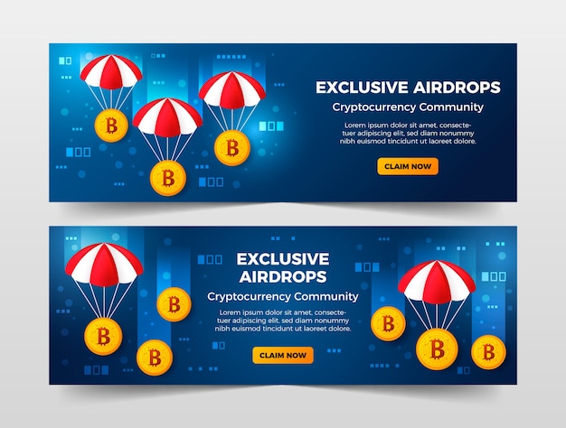 Вектор Градиентный горизонтальный баннер airdrop