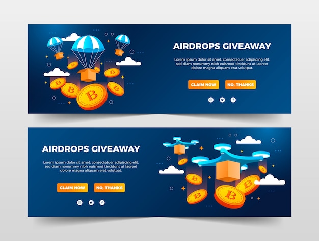 Вектор Градиентный горизонтальный баннер airdrop