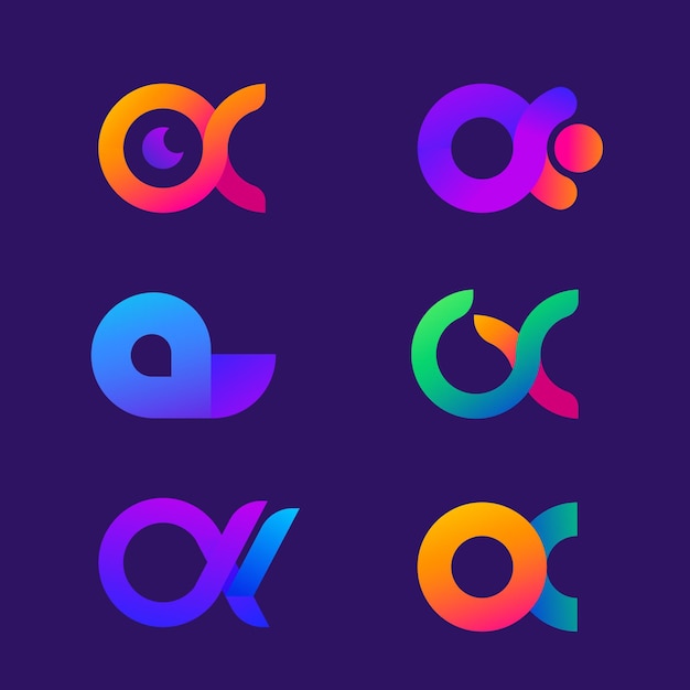 Gradient alpha logo collection