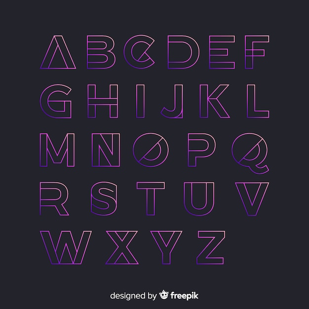 Vector gradient alphabet template