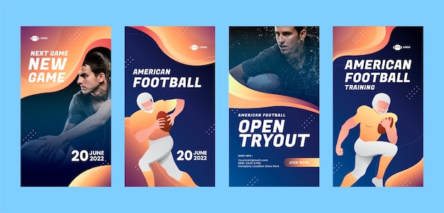 Vector gradient american football instagram stories