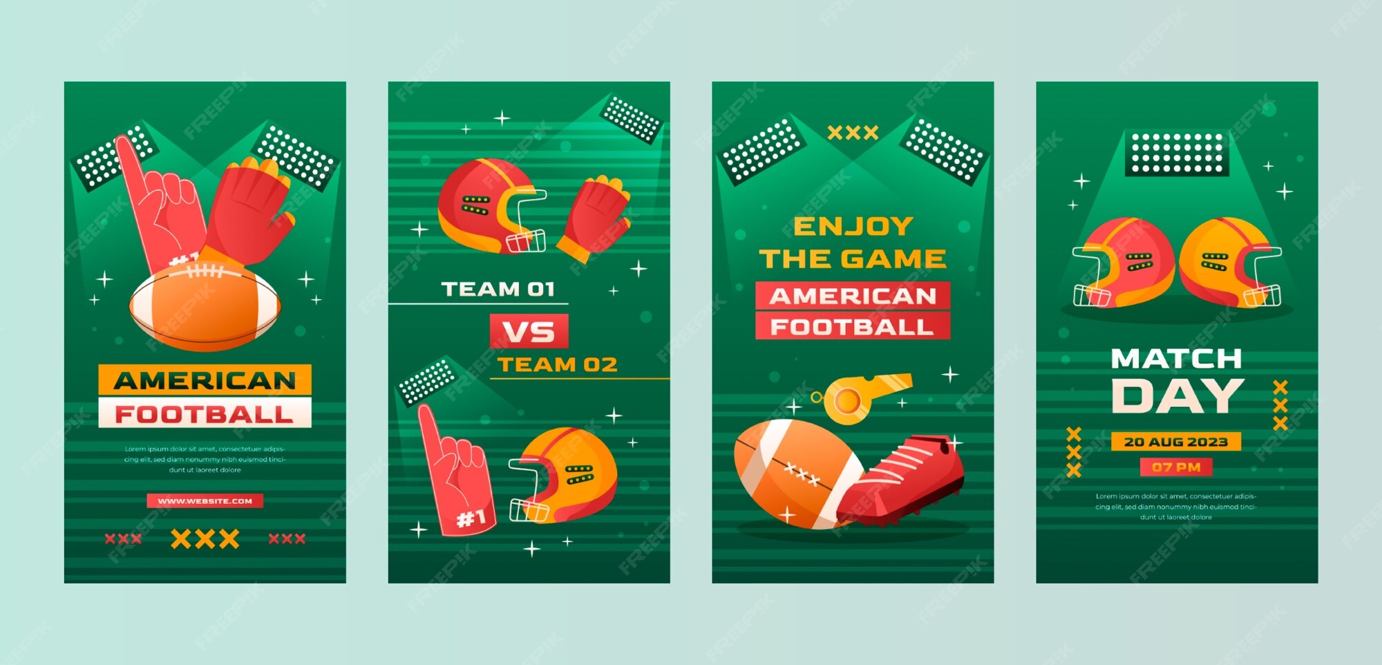Premium Vector Gradient american football instagram stories