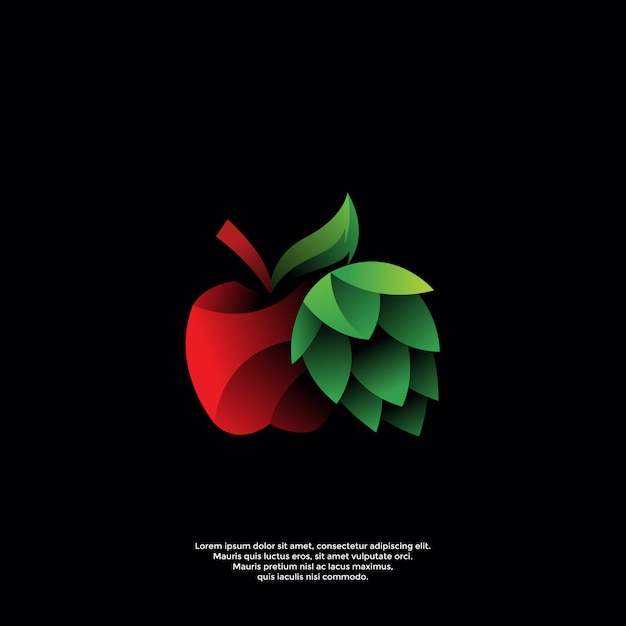 Gradient apple and hops logo template