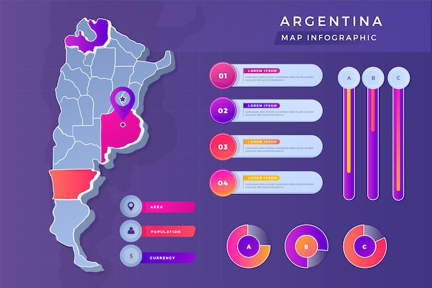 Vector gradient argentina map infographic