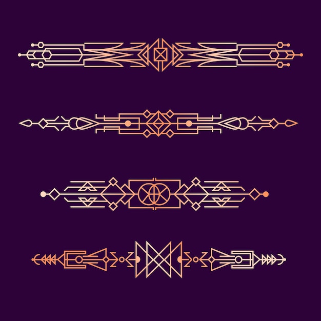 Gradient art deco ornament set design