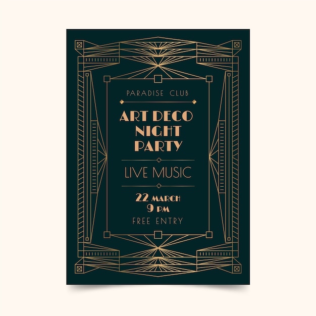 Vector gradient art deco party poster template