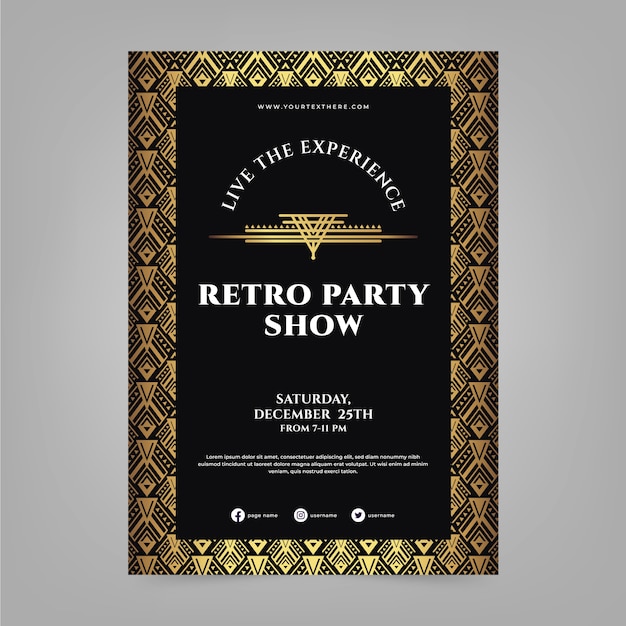 Gradient art deco party poster