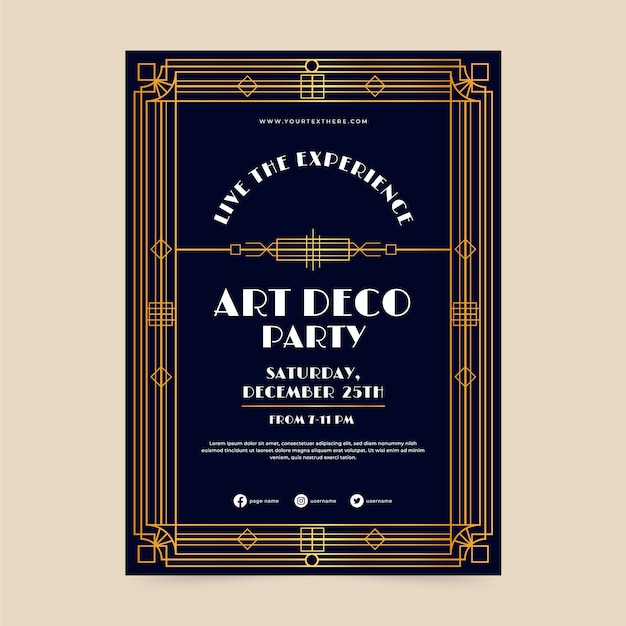 Gradient art deco party poster