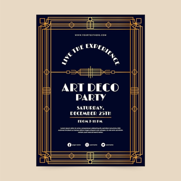 Gradient art deco party poster