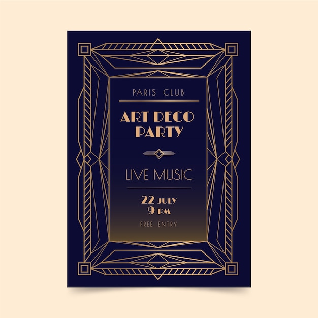 Vettore poster per feste in stile art deco sfumato