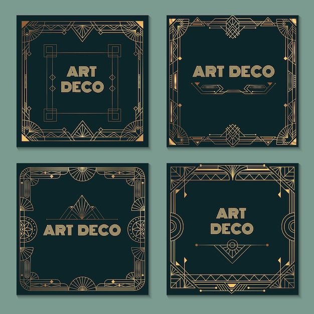 Gradient art deco square cards set