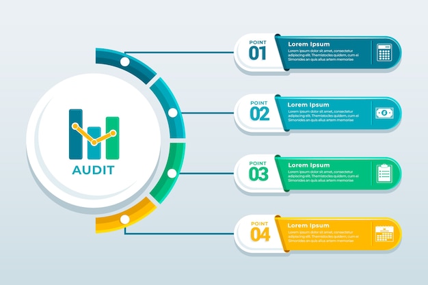 Vector gradiënt audit infographic sjabloon