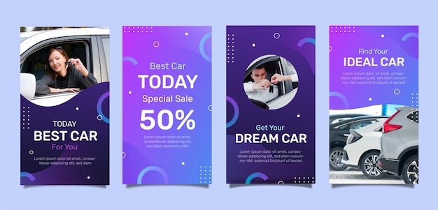 Vector gradient autodealer instagram-verhalen