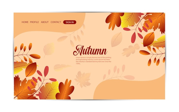 Gradient autumn landing page template