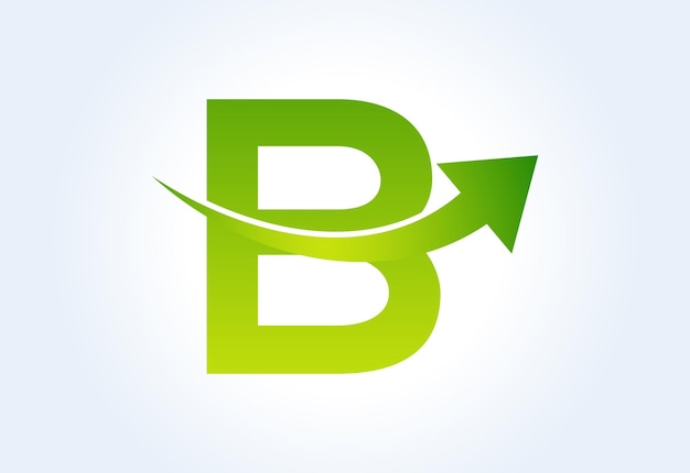 Gradient B letter logo design with swoosh Vector illustration