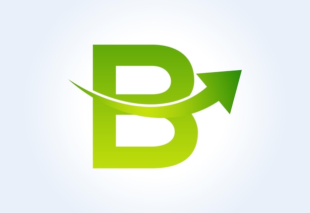 swoosh 벡터 일러스트와 함께 그라데이션 B 문자 로고 디자인