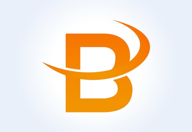Gradient B letter logo design with swoosh Vector illustration