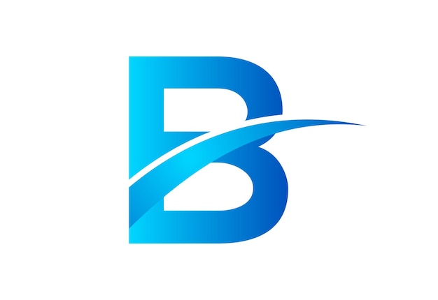 Gradiënt B letter logo ontwerp met swoosh Vector illustratie