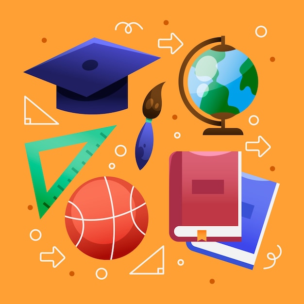 gradient back to school elements collection
