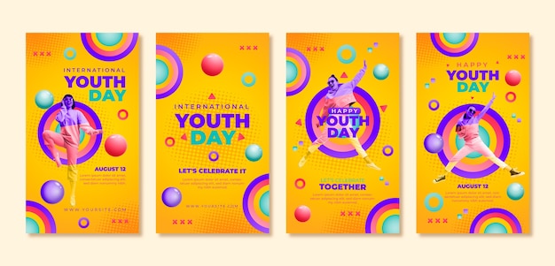 Vector gradient back to school instagram stories collection with colorful circles