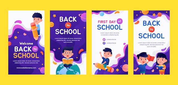 Gradient back to school instagram stories collection