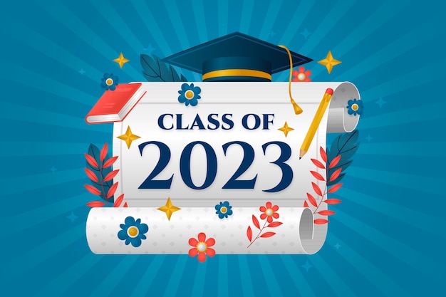 Vector gradient background for class of 2023 graduation