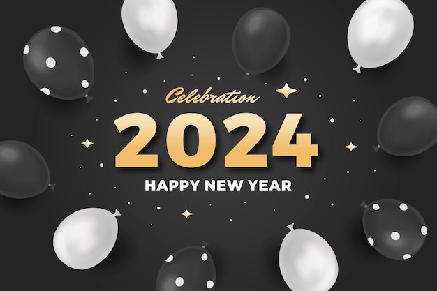 Vector gradient background for new year 2024 with balloons