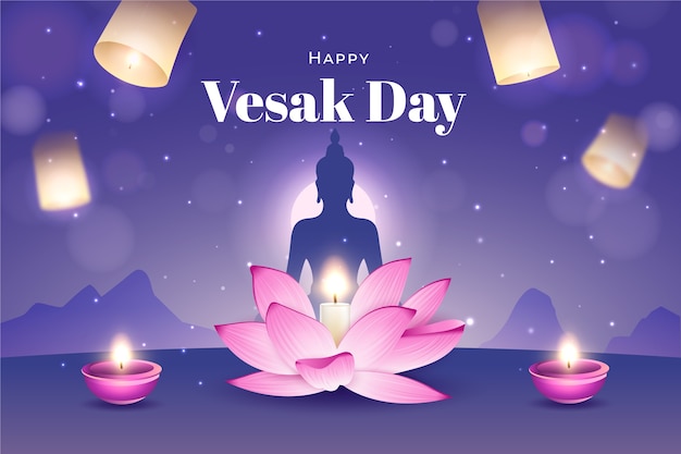 Vettore sfondio gradiente per la celebrazione della festa del vesak