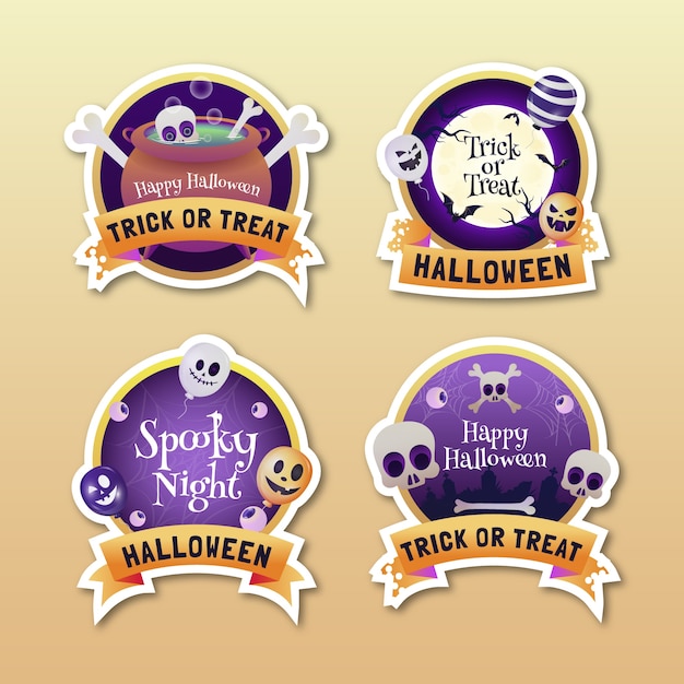 Vector gradient badges collection for halloween season