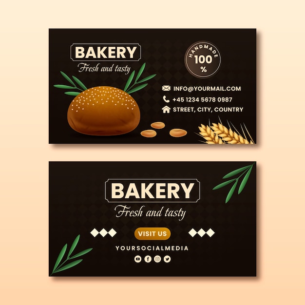 Gradient bakery horizontal business card