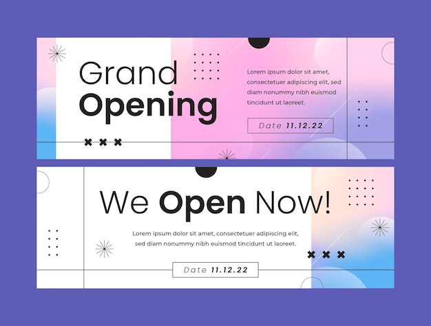 Gradient banners set for business grand opening