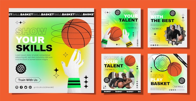 Vector gradient basketball instagram post