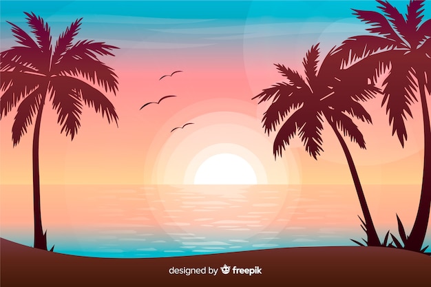 Gradient beach sunset landscape background