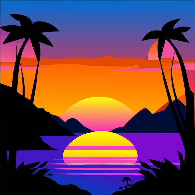 Gradient beach sunset landscape