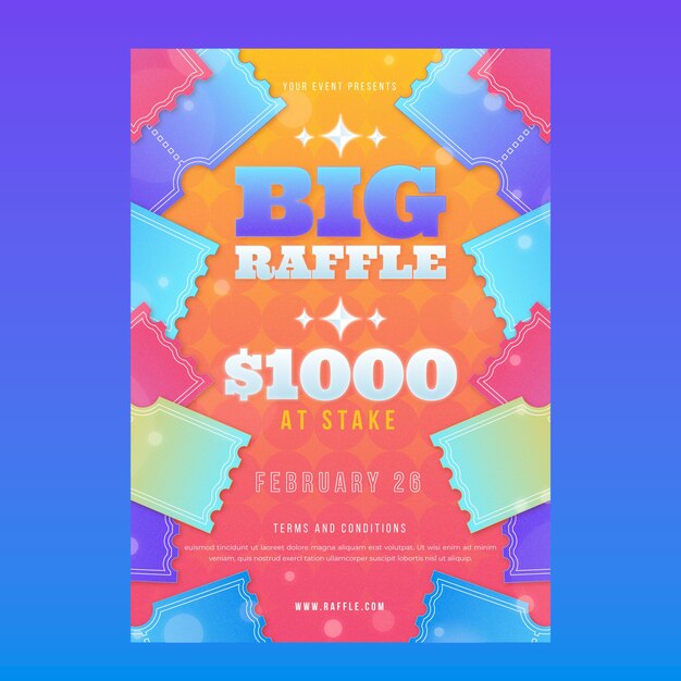 Gradient big raffle poster design