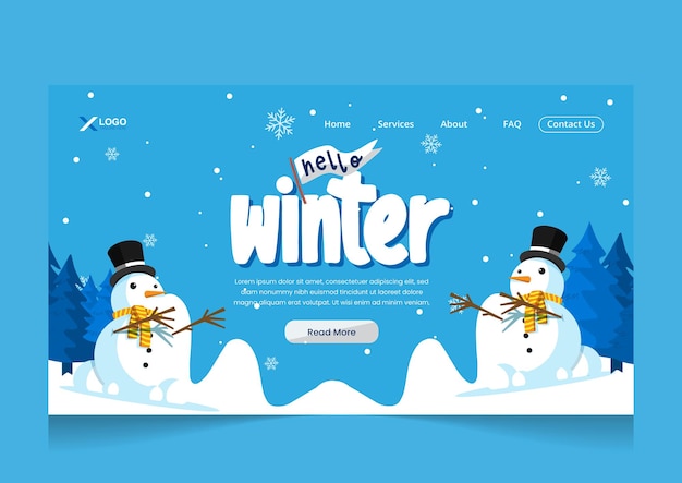 Gradient big sell offer winter party landing page template