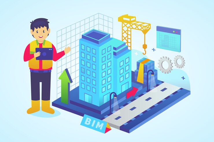 Vector gradient bim illustration