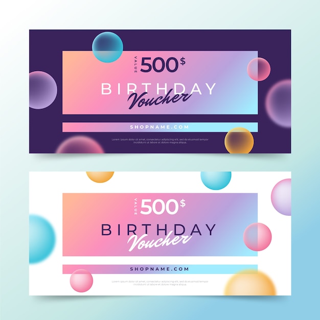 Gradient birthday gift voucher template