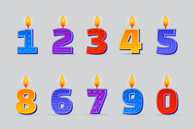 벡터 그라데이션 생일 숫자 디자인 모음